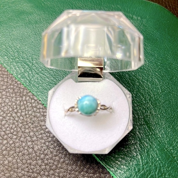 Sterling Silver Larimar Resizable Ring - Picture 1 of 4